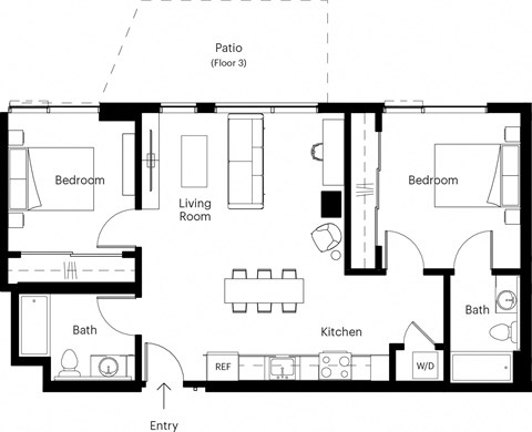 a floor plan of a room with a bedroom and a living room